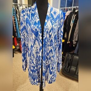 New with Tags Chico's Blue and White Patterned Cardigan, Size 2